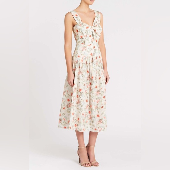 NEW Rebecca Taylor Kamea Fluer Bow Midi Dress in Snow Combo. 12 - Picture 1 of 13